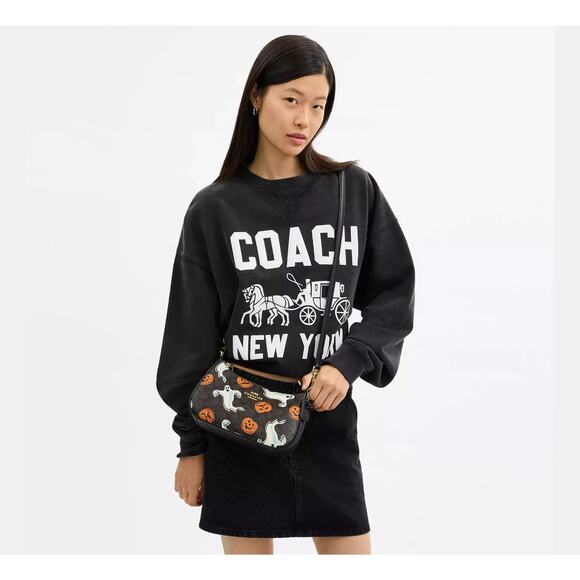 Coach Teri Shoulder Bag In Signature Canvas Pumpkin Halloween Print CCE71 NWT - Picture 16 of 16